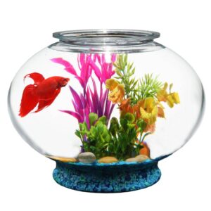 LAQUAL 2 Gallon Glass Fish Bowl with Decor, Include Fluorescent